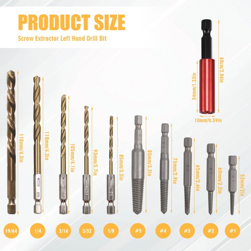 11PCS Screw Extractor Set, Screw Remover and Extractor Bit Set