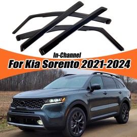dtangor For Kia Sorento 2021-2024 Window Visor Weather Shield Wind Deflector In-Channel