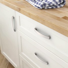 FURNIWARE 10 Pack Cabinet Handles, Hardware Drawer Pulls, Aluminum Kitchen Cabinet Door Handles Pull, Brushed Nickel-128mm(5 Inch) Hole Center