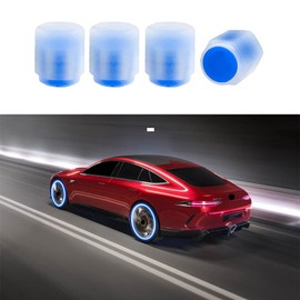 deemars Universal Fluorescent Car Tire Valve Caps, 4 Pcs, Blue, ABS+ Luminous Material, Compatible with Cars, Trucks, SUVs, Motorcycles