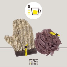 Beter - Bath glove made from 100% vegetable fibres made from sisal and linen - model Coffee O'Clock