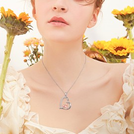 HOOHWE Pig Gifts 925 Sterling Silver Pig Pendant Necklace Heart Pig Jewelry for Women