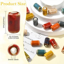 Stiesy - Cuentas de porcelana de cerámica hechas a mano con columna de colores mixtos, espaciador de porcelana esmaltada antigua, cuentas sueltas a granel para manualidades, collares, pulseras