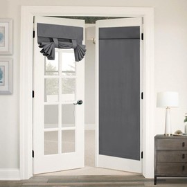 Flamingo P French Door Curtains - Set of 2, Blackout Window Curtains with Thermal Insulation, 26 x 68 Inches, Deep Grey