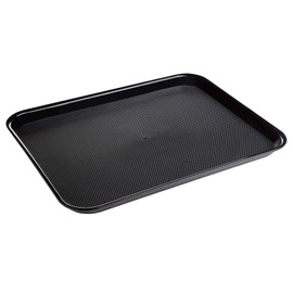 Eslite Rectangular Plastic Serving Trays,Fast Food Serving Cafeteria Trays,17"X13",Set of 6 (Black)