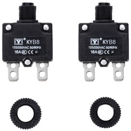 Greluma 2pcs Thermal Circuit Breaker 16 Amp Thermal Overload Protection 125-250V AC 50V DC 16A Push Button Circuit Breaker Manual Reset