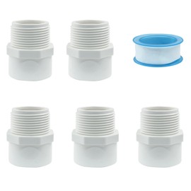 Zorveiio 5 Pcs White PVC Male Adapter, 1.25 Inch NPT Male Thread Pipe Fitting Connector, Schedule 40 Socket x NPT Male Pipe Thread for Plumbing Water Line.