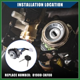 Motoforti No.819003XF00 Car Ignition Switch Lock Cylinder with 2 Keys for Hyundai Elantra Coupe GS Limited/Steering Lock Cylinder Set with illuminated ignition/Metal / 1 Set Long-lasting