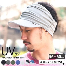 (Casual Box) Sun Visor New Sweat Turban Visor Unisex Charm, Black