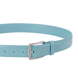 KM Legend Mens Leather Dress Belt for Work Business and Casual, Seattle Sky Blue, 34 US