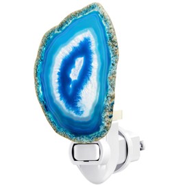 Hortsun Stone Nightlight Plug into Wall Christmas Agate Night Light Agate Slice Light Crystal with Switch Home Decor Hallway Lights, Nightlight for Toilet Kitchen Bedroom(Blue)