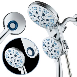 AquaCare Magneton High-Pressure 48-mode Luxury 3-way Combo System with Magnetic Guidance Docking, Giant Rain & Handheld Shower Head, Hygienic Jets and 6 ft. Stainless Steel Hose, All Chrome Finish