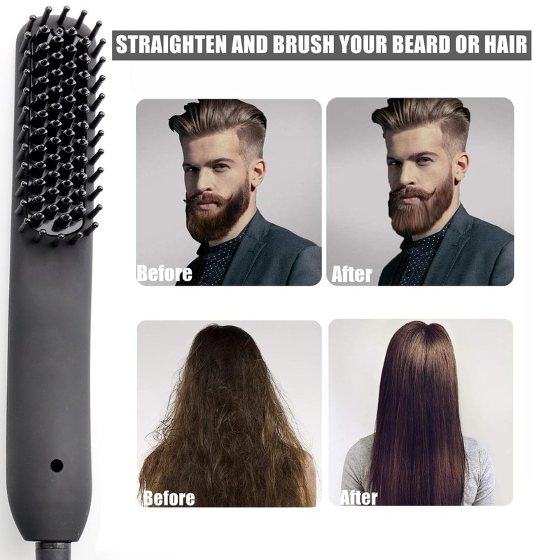 ​​BenRich Beard Straightener for Men, Professional Heated Straightening Comb with