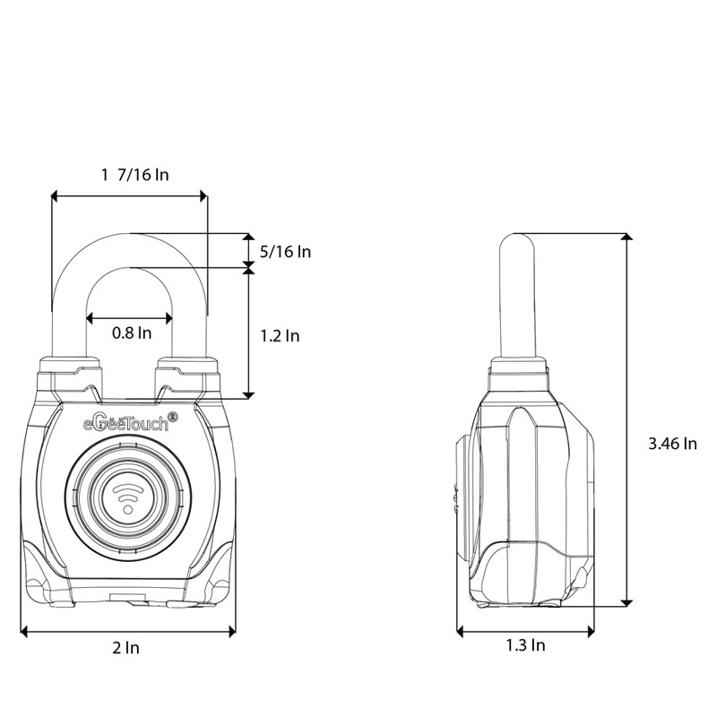 eGeeTouch 4th GEN. Outdoor Smart Padlock, Weatherproof, Rugged Design for