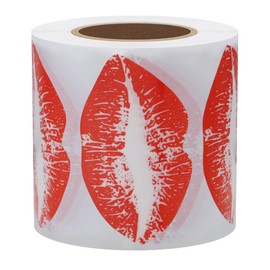 HYBSK 300pcs Kiss Lips Stickers Removable Clear Hot Rave Red Kissing Labels for Envelopes Crafts Party Favors (Transparent Clear Paper)