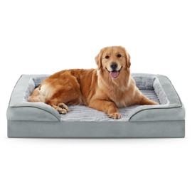 FURTIME Orthopedic Dog Bed for Extra Large Dogs - XL Washable Dog Sofa Bed Large, Supportive Foam Pet Couch Bed with Removable Washable Cover, Waterproof Lining and Nonskid Bottom, Light Grey