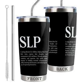 CWEGSJ SLP Gift Speech Language Pathologist 20oz Stainless Steel Insulated Tumbler with Lid and Straw Speech Therapist Gift (Tum-SLP Black)