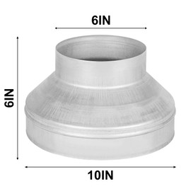 Duct Reducter 10 to 6 Air Ducting Reducer Increaser Air Duct Adapter or Round Metal Pipe Reducer for Bathroom Kitchen Ventilation Systems