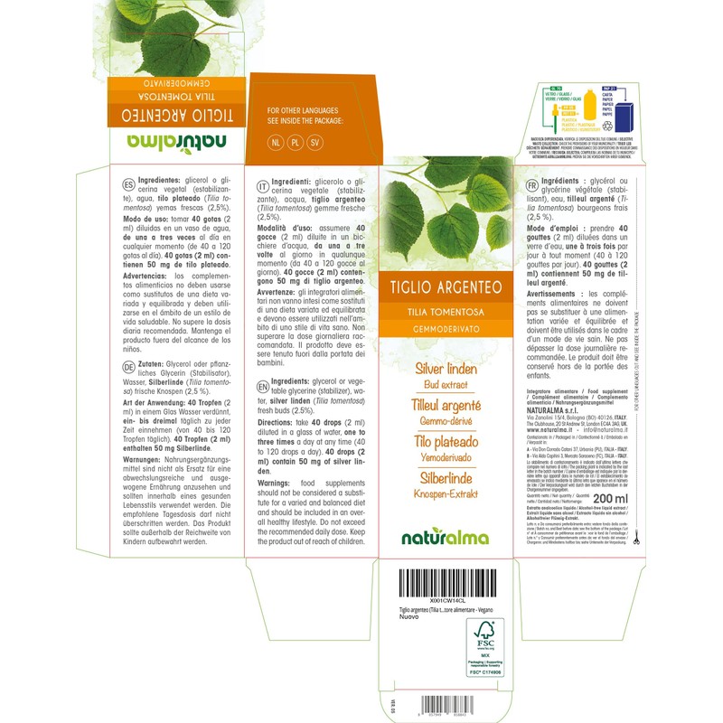 Silver Linden (Tilia tomentosa) Alcohol-Free Bud Extract from Fresh Buds