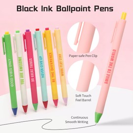 CAIGANS&CM 12 Pcs Retractable Ballpoint Pens with Inspirational Quotes - Positive Affirmation Pens for Office, School, Teachers, Students