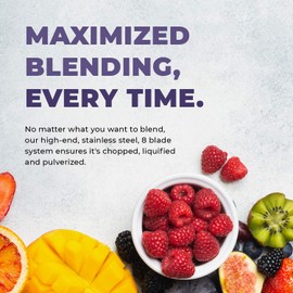 Cleanblend Ultra Blender, Low Profile Blender for Shakes and Smoothies - 40oz Compact Countertop Smoothie Maker - 8-Blade Stainless Steel, 1,000 Watt Motor, BPA-Free Tamper Wand Included (Red)