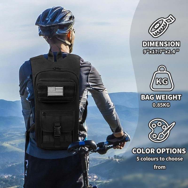 LASUK Hydration Backpack, Tactical Molle Water with 2L TPU Water