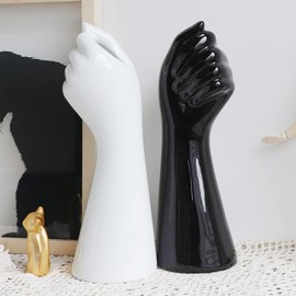 Human Body Vase,Small Flower Vase,Black Ceramic Vase,Hand Vase,Modern Vase for Garden Home Living Room Decor,Table Art Statue Indoor Outdoor