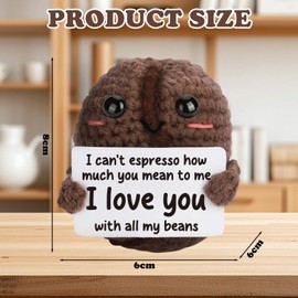 Dszemie Adorable Chubby Coffee Bean Crochet Doll Coffee Bean Positive Crochet Gift, Emotional Support Gift Coffees Lover Gifts for Women Men, Perfect Crochets Gifts for All Occasions