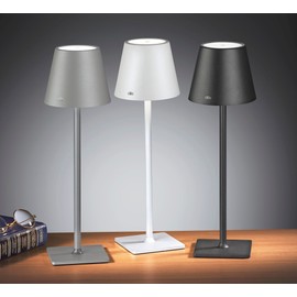 Cilio Sole LED Table Lamp with Touch Sensor, Dimmable with Memory Function, Up to 13 Hours of Lighting Time, for Indoor and Outdoor Use, Metal/Plastic, 13.75" H, 4.25" Diameter, Black