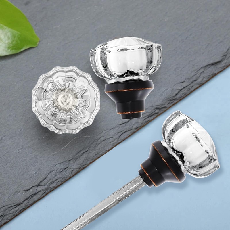 youthua Glass Door Knobs Interior，Mortise Style Fluted Crystal Antique Door