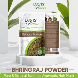 Davis Finest Bhringraj Powder 250g, 100% Pure Natural Ayurvedic Hair Mask Prevents Hair Loss, Hair Fall, Split Ends, Damaged Thinning Hair, Promotes Hair Growth, Beautiful Shine Hair (250 g)
