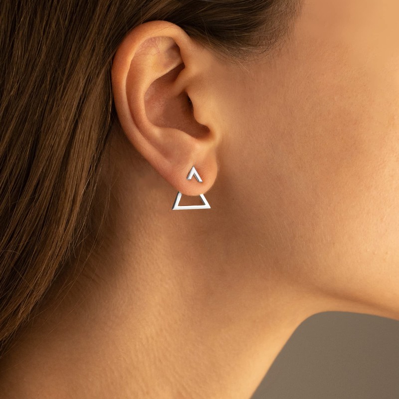 Ear Jacket Earrings - Valentine's Day Gift - Triangle Earring