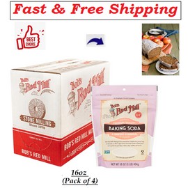Bob's Red Mill (Pack of 4) Bob's Red Mill Baking Soda,Non GMO, Vegan, Paleo Friendly,(16 oz )
