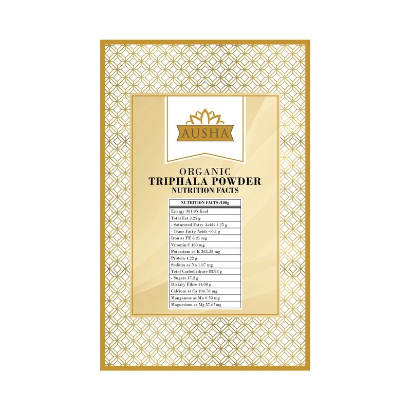 Ausha Organic Triphala Powder 250g | Haritaki, Amla, Bibhitaki |