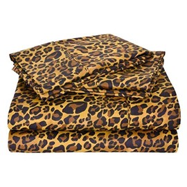 600 Thread Count Super Soft Cotton Twin Size Bed Sheets Leopard Print
