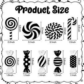 B1ykin 41Pcs Christmas Black White Candy Cane Sugar Wooden Hanging Decoration, Xmas Tree Peppermint Lollipop Ornament Set, Wood Craft Decor Winter Holiday Christmas Party Supplies for Home Fireplaces