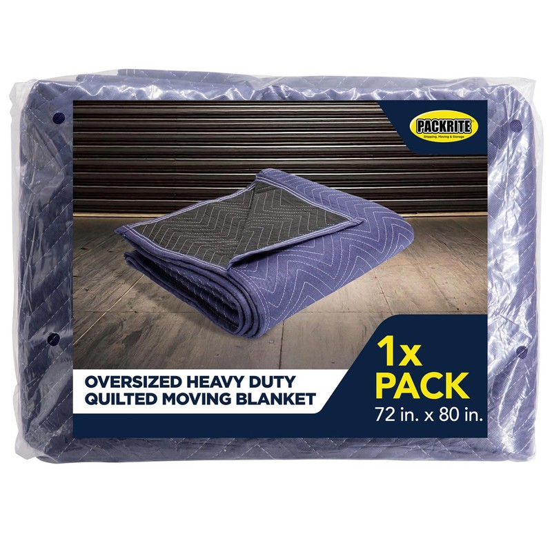 PackRite Deluxe Moving Blanket Pad, Quilted Blue 72"x80"