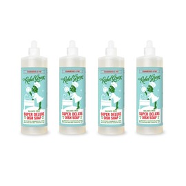 Rebel Green Super Deluxe Dish Soap - Natural Dishwashing Soap - Liquid Dish Detergent - Sustainable Dish Liquid Scented with Frankincense & Pine - (16 oz Bottles, 4 Pack)