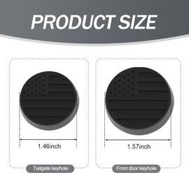 getfay 3 PCS Car Door Keyhole Cover, 1.57" 1.46" American Flag Decoration 3D Texture Protector, Keyhole Rust-Proof Accessory, Compatible with Jeep Wrangler JK JL JT Gladiator (Black)