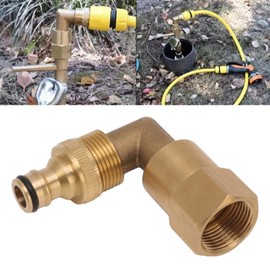 2 Pack 90 Degree Garden Hose Elbow Connectors, 3/4" Solid Brass Water Hose Connectors and Fittings Heavy Duty Hose Pipe Adapter with Pressure Washers for Residential Outdoor Faucets