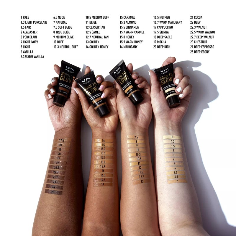 NYX PROFESSIONAL MAKEUP Born To Glow Naturally Radiant Foundation, Medium