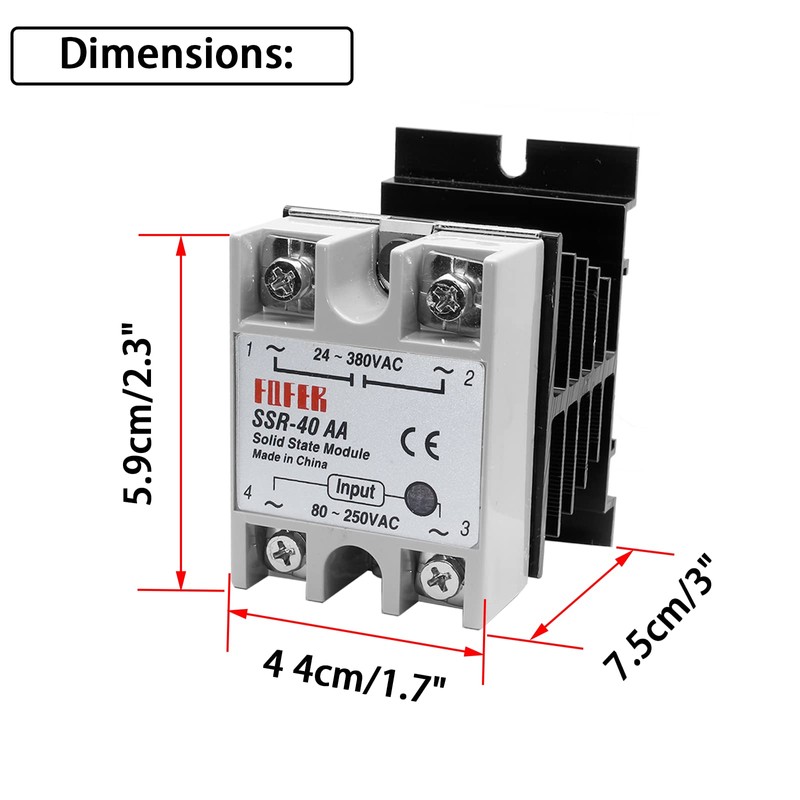 Aracombie Solid State Relay, SSR-40AA AC to AC, 80-250V to