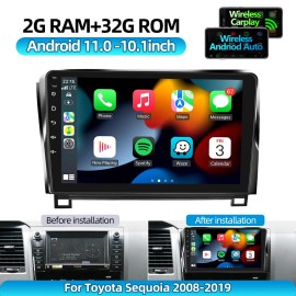 Podofo 32GB For Toyota Tundra Sequoia 2007-2013 Apple Carplay Car Stereo GPS Navi Radio
