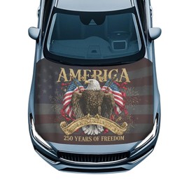 Gearider Patriotic Eagle Car Hood Cover Elastic Fabrics Car Hood Cover Protector 250 Years of Freedom Vehicles Decorate Engine Easy to Install and Clean Cars Decor Accessories Fit Most Cars