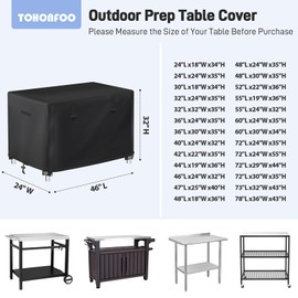 Outdoor Prep Table Cover with Split Zipper - Waterproof Stainless Steel Metal Cover - 46"L x 24"W x 32"H