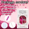 24Pcs Heart Press on Nails Short Square Valentine's Day Fake