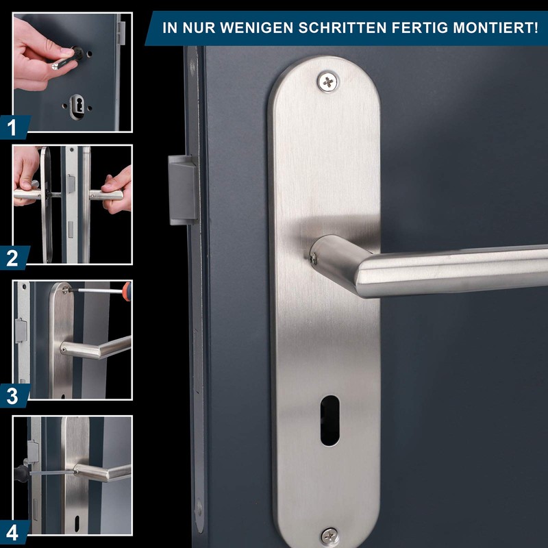 Alpertec Stainless Steel Conte - Set of door fittings with