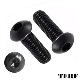 TERF® M10 X 25mm Hex Socket Cap Button Head Machine Screws Black High Tensile Grade 10.9 Machine Screw M10 (10mm) X 25mm Allen Key Hexagonal Socket Bolts - Pack of 10