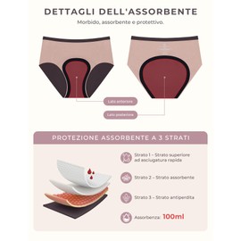 Carer Confezione da 3 Slip Donna – Insert con capacità di assorbimento 100 ml, Biancheria Intima Riutilizzabile per Perdite Urinarie e Protezione Mestruale Notturna Comodi e Discreti, Taglia S