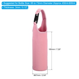 PATIKIL 67mmx185mm Water Bottle Sling Bag, 1 Pack Neoprene Portable Insulated Bottle Holder Carrier with Removable Adjustable Shoulder Strap, Pink